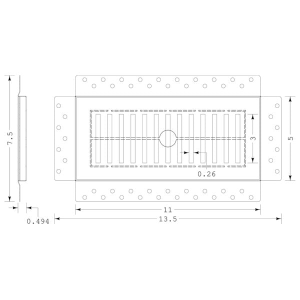 Breezelux 410 Removable Flush Mount Wall & Ceiling Air Supply<br>4” x 10” (Duct Opening) Requires 5” x 11” Drywall Opening