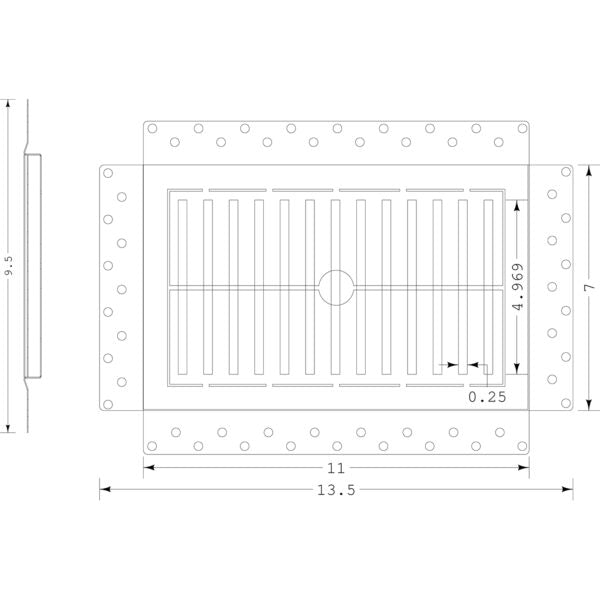 Breezelux 610 Removable Flush Mount Wall & Ceiling Air Supply<br>6” x 10” (Duct Opening) Requires 7” x 11” Drywall Opening