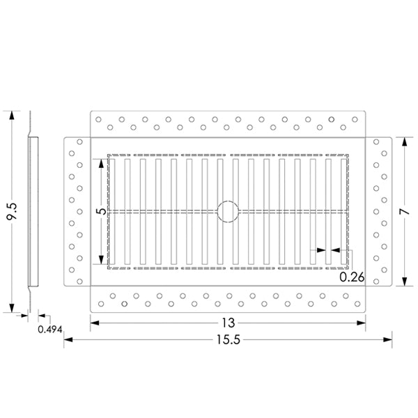 Breezelux 612 Removable Flush Mount Wall & Ceiling Air Supply<br>6” x 12” (Duct Opening) Requires 7” x 13” Drywall Opening