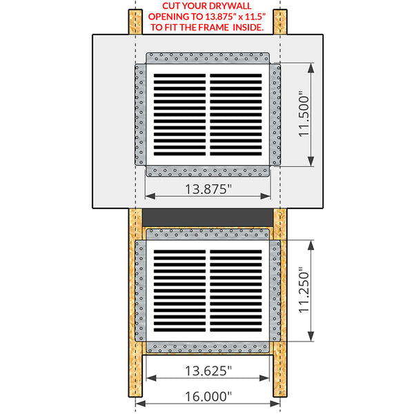 CliqueElite 14 Removable Flush Mount Air Return <br> Requires 13 3/4″ x 11 1/2″ Drywall Opening