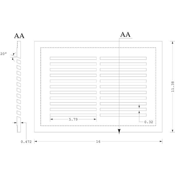 PermaFlow 14 Permanent Return Air Vent Cover<br> “14 x 8” Duct Opening