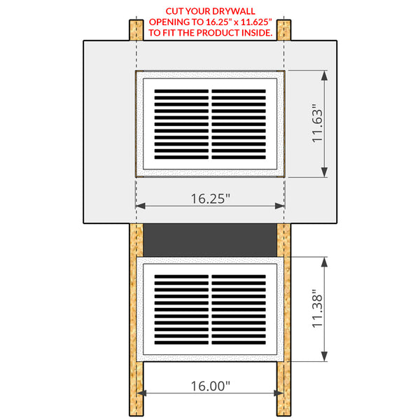PermaFlow 14 Permanent Return Air Vent Cover<br> “14 x 8” Duct Opening