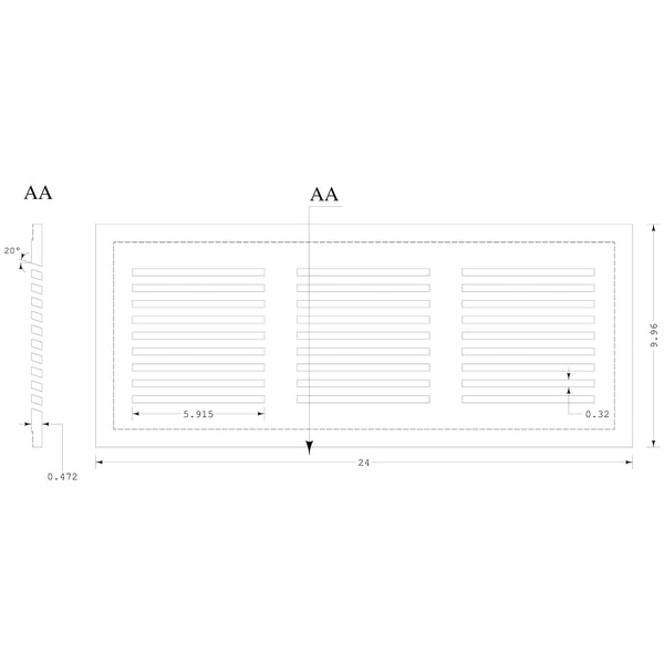 PermaFlow 24 Permanent Return Air Vent Cover<br> “24 x 6” or “24 x 8” Duct Opening