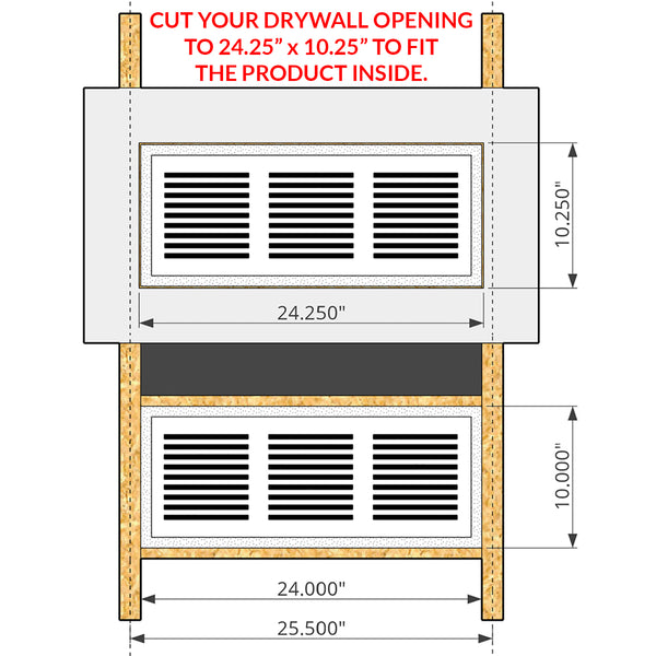 PermaFlow 24 Permanent Return Air Vent Cover<br> “24 x 6” or “24 x 8” Duct Opening