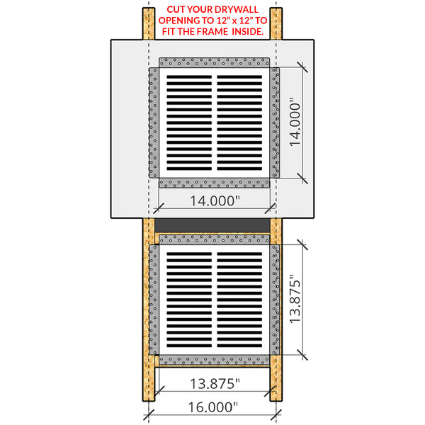 SilhouEase 14 Exhaust Fan Removable Flush Mount Bathroom Cover<br>14” x 14” Drywall Opening