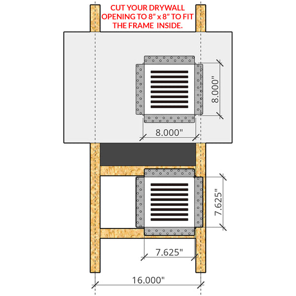 SilhouEase 8 Exhaust Fan Removable Flush Mount Bathroom Cover<br>8" x 8” Drywall Opening