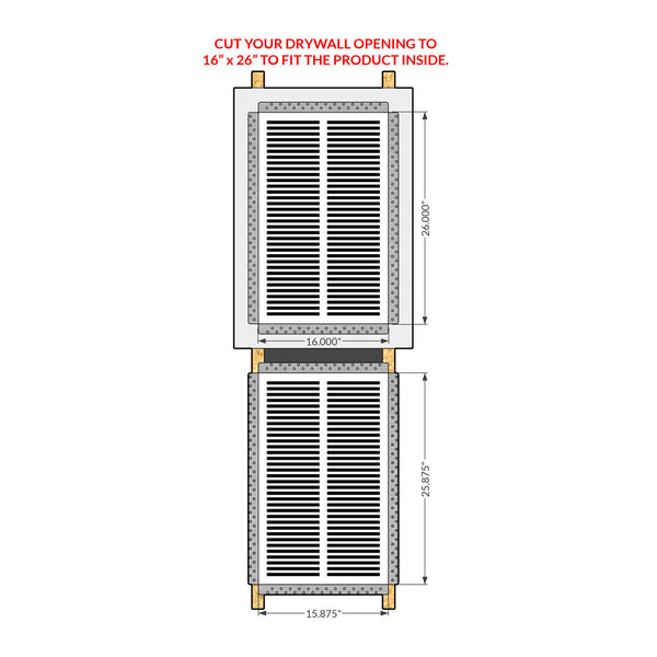 CliqueElite 1626 Removable Air Return Vent<br>16” x 26” (Drywall Opening)