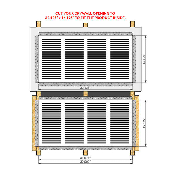 CliqueElite 3216 Removable Air Return Vent<br>32” x 16” (Drywall Opening)